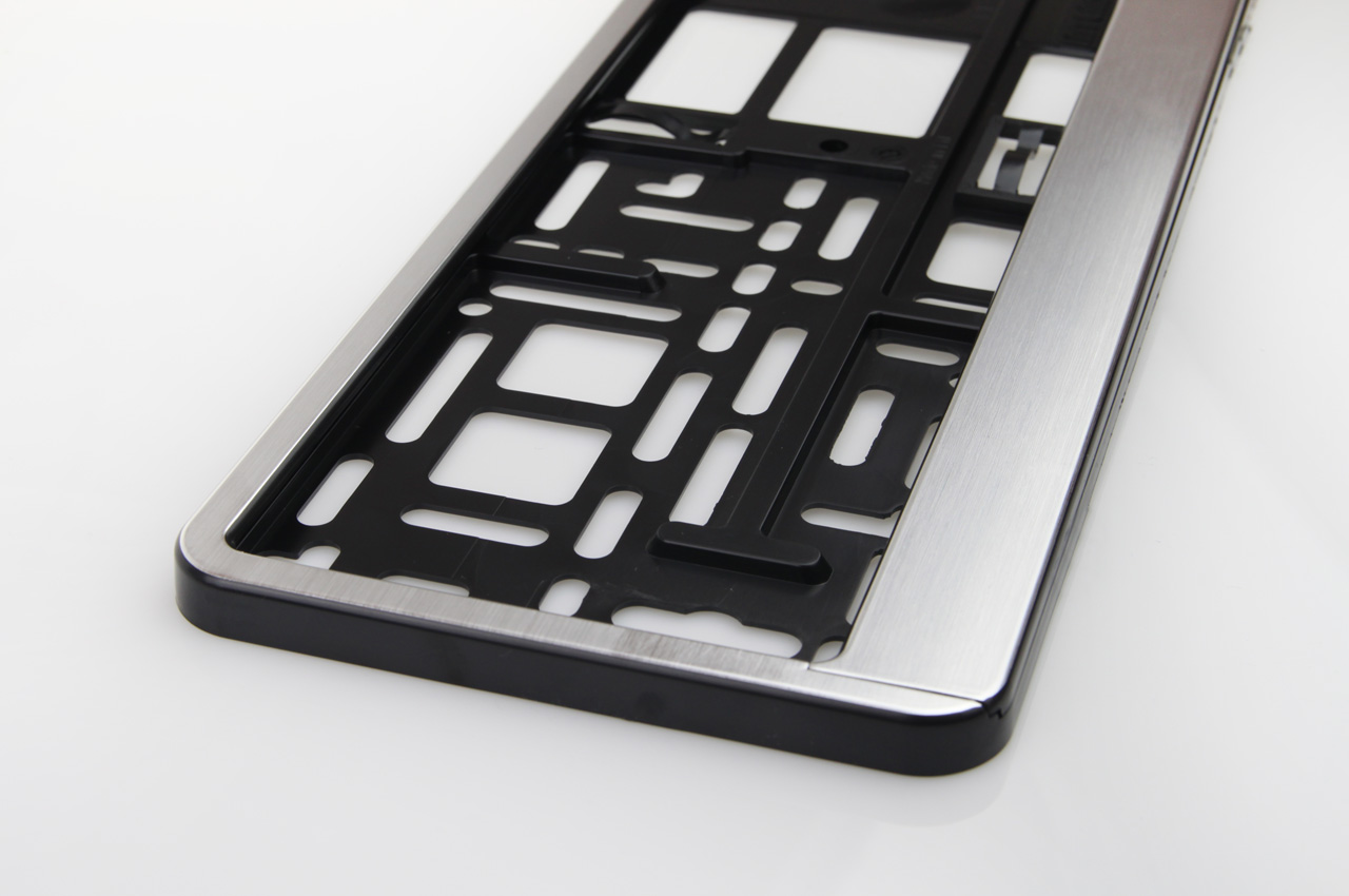 AMiO licence Plate Frame silver brush MK LED
