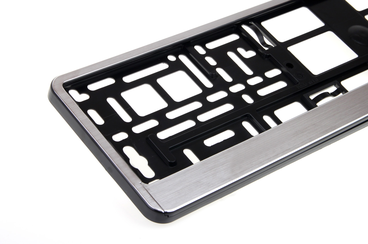 AMiO licence Plate Frame silver brush MK LED