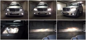 Mercedes Benz GLK CANBUS xenon HID kit low beam T10 CANBUS position bulbs Osram Night Breaaker Laser high beam V10 LED fog lights collage