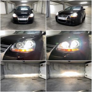 VW Jetta 5 with Osram D2S Cool Blue Intense Xenarc xenon low high beam Osram Cool Blue Intense H7 high beam collage