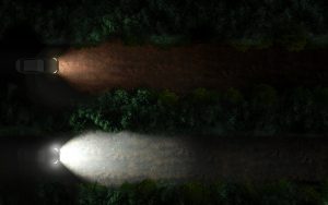 Light comparison Bird Eye View Non LED vs LEDriving XTR