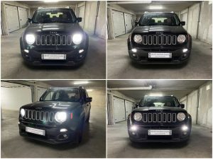 Jeep Renegade with Osram H4 LEDriving XTR main beam LEDriving SL P21 5W DRL position light collage 2