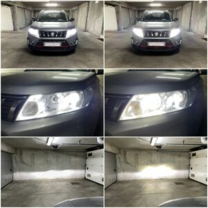 Suzuki Vitara 3 with Osram LEDriving HL Bright H11 low beam Lumileds K6F HB3 high beam W5W SMD LED position bulbs collage