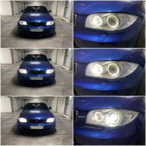 BMW 1 E87 with AMiO H8 LCI LED markers collage