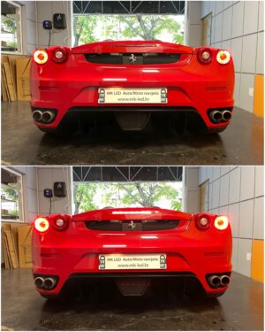 Ferrari F430 Spider with Osram P21 5W LEDriving SL tail light bulbs collage