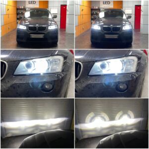 BMW X3 F25 with DEPO headlights Osram LEDriving HL Bright H9 low high beam collage
