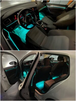 VW Golf 7 with Ambitrim RGB ambient lighting installed collage 1 1