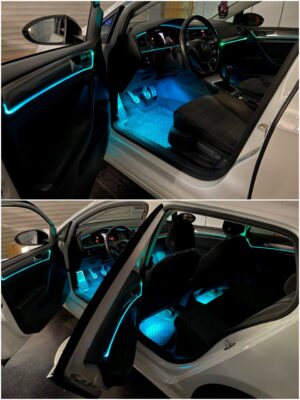VW Golf 7 with Ambitrim RGB ambient lighting installed collage 1