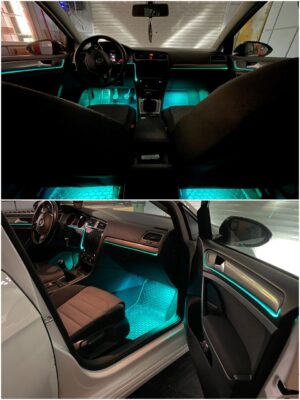 VW Golf 7 with Ambitrim RGB ambient lighting installed collage 2 1