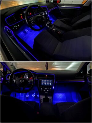 VW Golf 7 with Ambitrim RGB ambient lighting installed collage 2