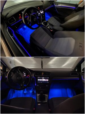 VW Golf 7 with Ambitrim RGB ambient lighting installed collage 3 1