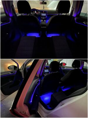 VW Golf 7 with Ambitrim RGB ambient lighting installed collage 3