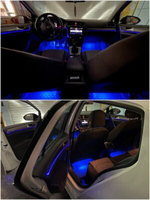 VW Golf 7 with Ambitrim RGB ambient lighting installed collage 4