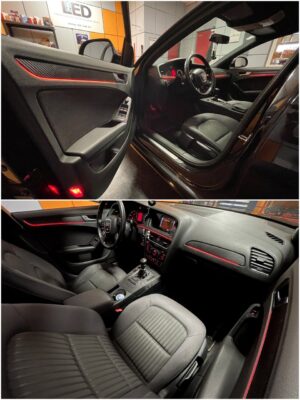 Audi A4 B8 with Ambitrim digital RGB ambient lighting collage 2
