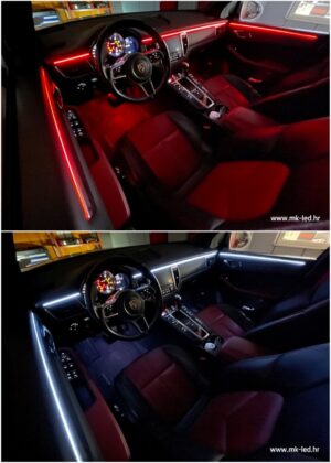 Porsche Macan with Ambitrim full digital RGB LED ambient interior collage 2