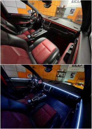 Porsche Macan with Ambitrim full digital RGB LED ambient interior collage 4
