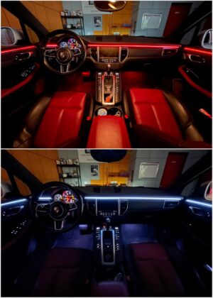 Porsche Macan with Ambitrim full digital RGB LED ambient interior collage 6