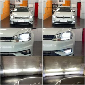 VW Golf 7.5 with Philips Ulitnon Pro6000 Boost H7 low beam AMiO H mini H11 fog lamps collage