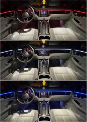 Porsche Macan with Ambitrim full digital RGB LED ambient interior collage 1