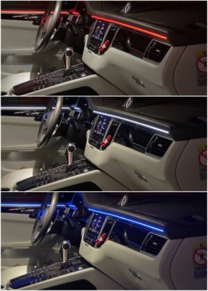 Porsche Macan with Ambitrim full digital RGB LED ambient interior collage 2