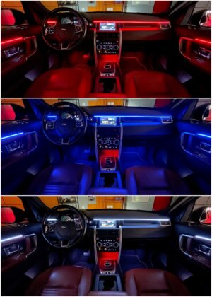 Range Rover Discovery with Ambitrim full digital RGB ambient lighting collage 3