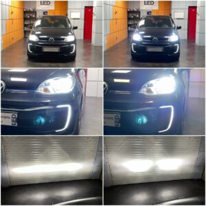 VW e-Up with Osram LEDriving HL Bright H4 low & high beam collage