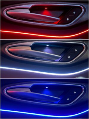 Alfa Giulia FL with Ambitrim digital RGB ambient lighting collage