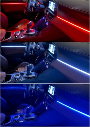 Alfa Giulia FL with Ambitrim digital RGB ambient lighting collage