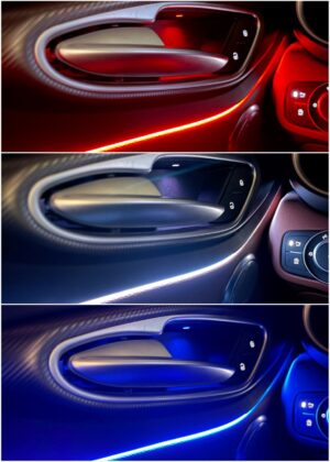 Alfa Giulia FL with Ambitrim digital RGB ambient lighting collage