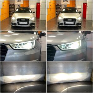 Audi A1 8X FL with AMiO Premium D3S 4300K xenon low & high beam collage