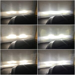 BMW 5 F11 with AMiO X4 H7 LED low & high beam + H11 X1 fog lamps compared to factory halogen collage