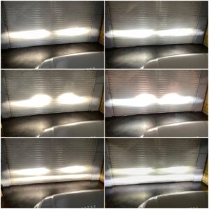 VW Polo AW GTI with Osram Night Breaker LED Smart H7 low beam + Cool Blue Intense H7 high beam + AMiO X1 H8 fog lamps compared to factory halo collage