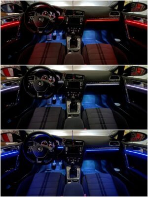 VW Golf 7 with Ambitrim digital RGB ambient lighting collage