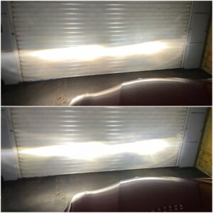 Alfa Romeo Giulietta with Osram Night Breaker 200 H7 halogen compared to Philips Ultinon Pro6000 Standard H7 LED low beam output collage