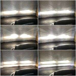 VW Golf 7 FL with Osram Night Breaker LED Speed H7 low beam + AMiO X1 LED H9 H11 fog lamps & high beam compared to factory halogen output collage