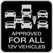 Approved for all 12V vehicles Icon EN