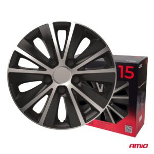 Car hubcaps 4pcs set Rapide black & silver 15" COLOR BOX, Versaco - Image 3