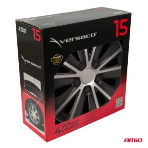 Car hubcaps 4pcs set Rapide black & silver 15" COLOR BOX, Versaco - Image 4