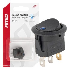 AMiO round switch with blue light 12V max. 20A  AMIO-03963