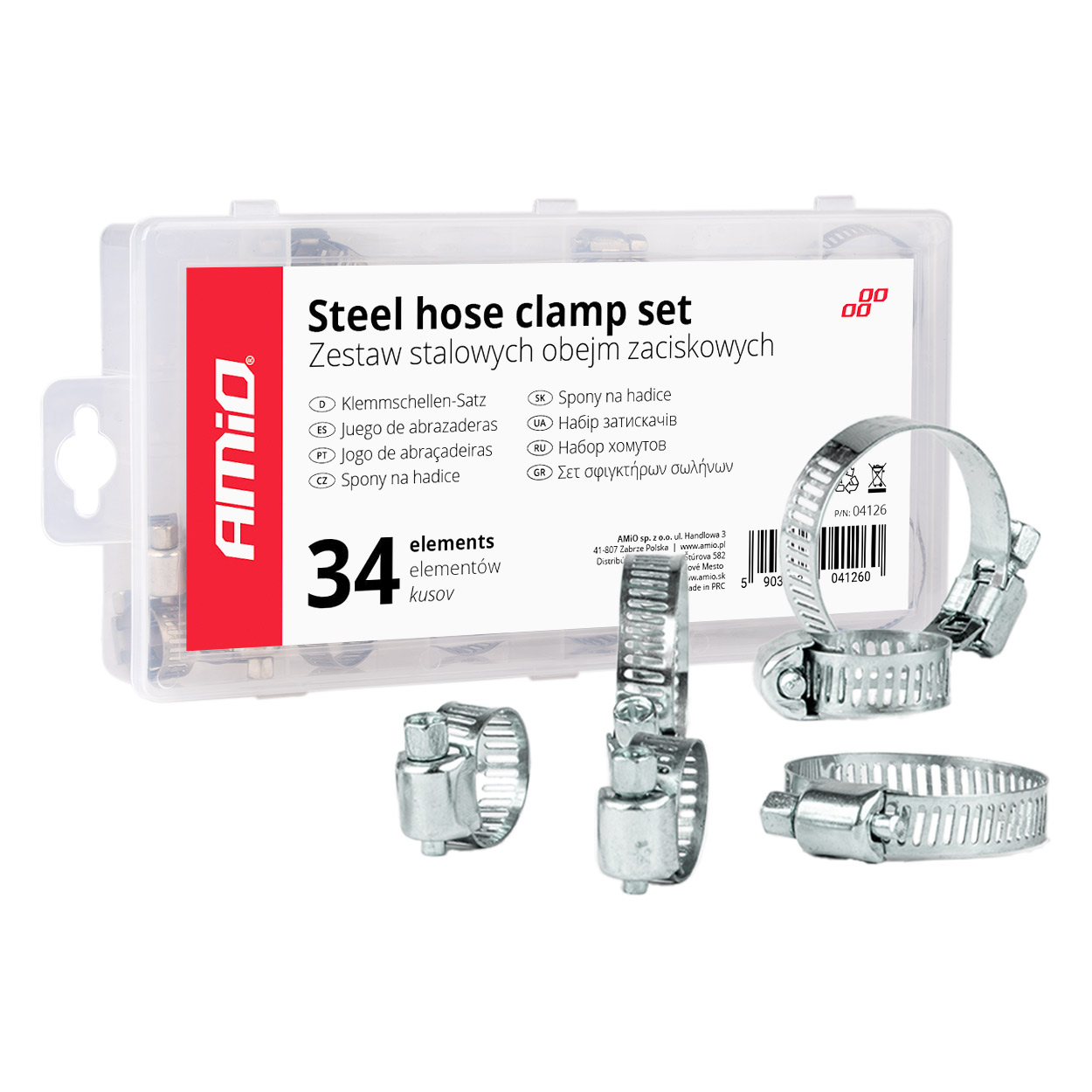 AMiO Steel screw clamps set 34pcs AMIO-04126