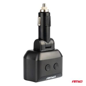 Double Extension Socket 2xUSB 1xUSB C 12/24V max 200W AMIO-04173 - Image 6