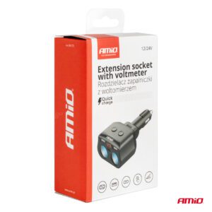 Double Extension Socket 2xUSB 1xUSB C 12/24V max 200W AMIO-04173 - Image 7