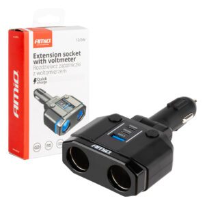 Double Extension Socket PD30W PD20W QC3.0 12/24V max 200W AMIO-04174