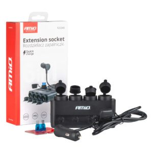 Quadruple Extension Socket PD30W QC3.0 12/24V max 216W AMIO-04175