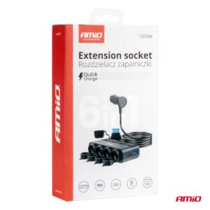 Quadruple Extension Socket PD30W QC3.0 12/24V max 216W AMIO-04175 - Image 5