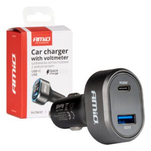 AMiO Quick Car Charger with Voltage LED Display 3.0 PD30W AMIO-04178