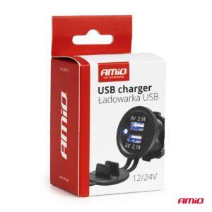 AMiO waterproof Phone Charger with BLUE LED Indicator 4.2A 2x USB 12/24V AMIO-04217 - Image 5