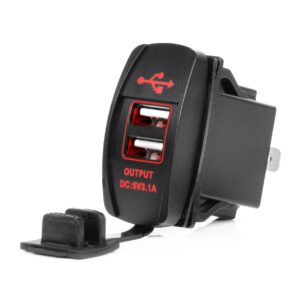 AMiO boat Shaped waterproof Phone Charger with RED LED Backlight 2x USB 12/24V AMIO-04228