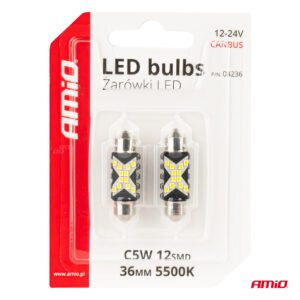AMiO LED CANBUS bulbs 12SMD Festoon C5W 2016 36mm White 12/24V - Image 5