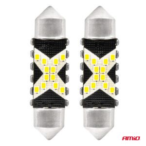 AMiO LED žarulje CANBUS 12SMD Festoon C5W 2016 41mm bijele 12/24V - Image 2